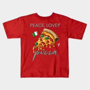 Peace, Love and pizza Kids T-Shirt